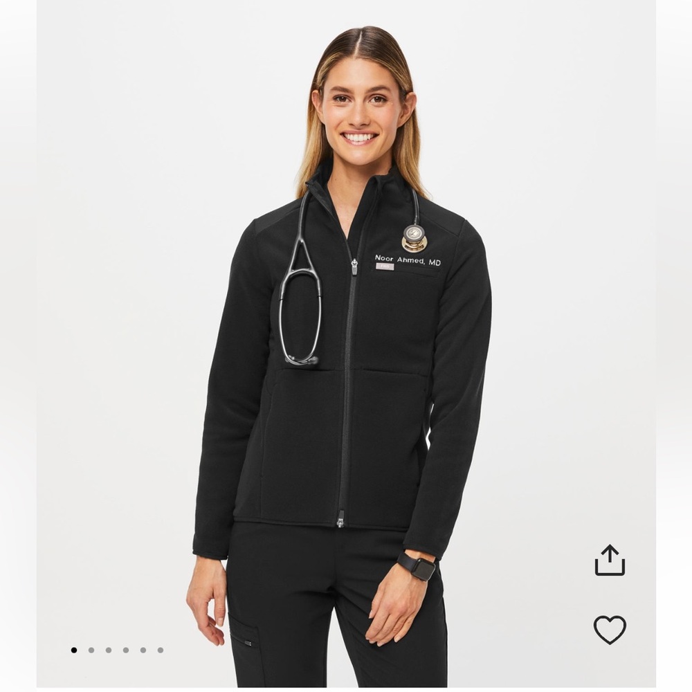 Women’s Figs On Shift Fleece Jacket - Black - XS